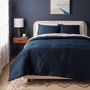 Threshold - Twin/Twin Extra Long Washed Cotton Sateen Comforte Navy